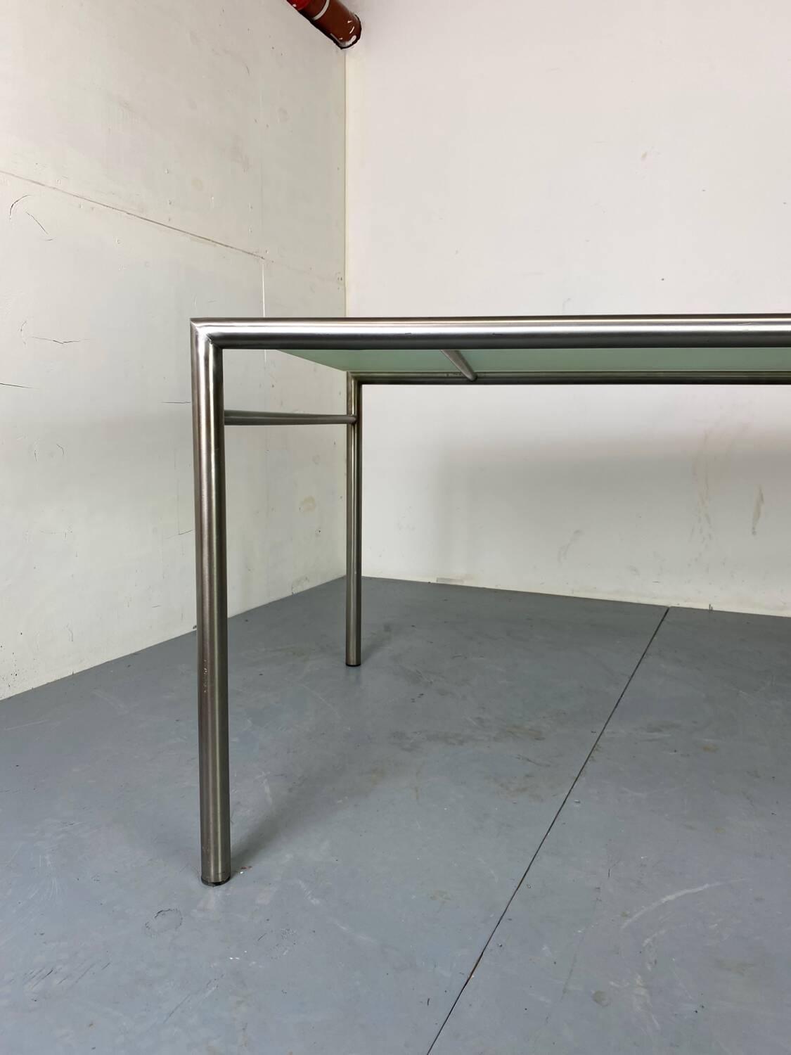 Modernist Italian Stainless Steel and Glass Dining Table, 1980s