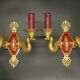 Paire d'appliques aux cygnes style Empire de chez Petitot - bronze & patine bordeaux