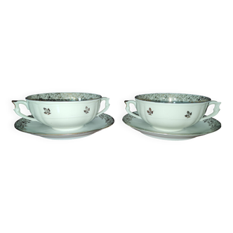Bernardaud Limoges porcelain cups and saucers