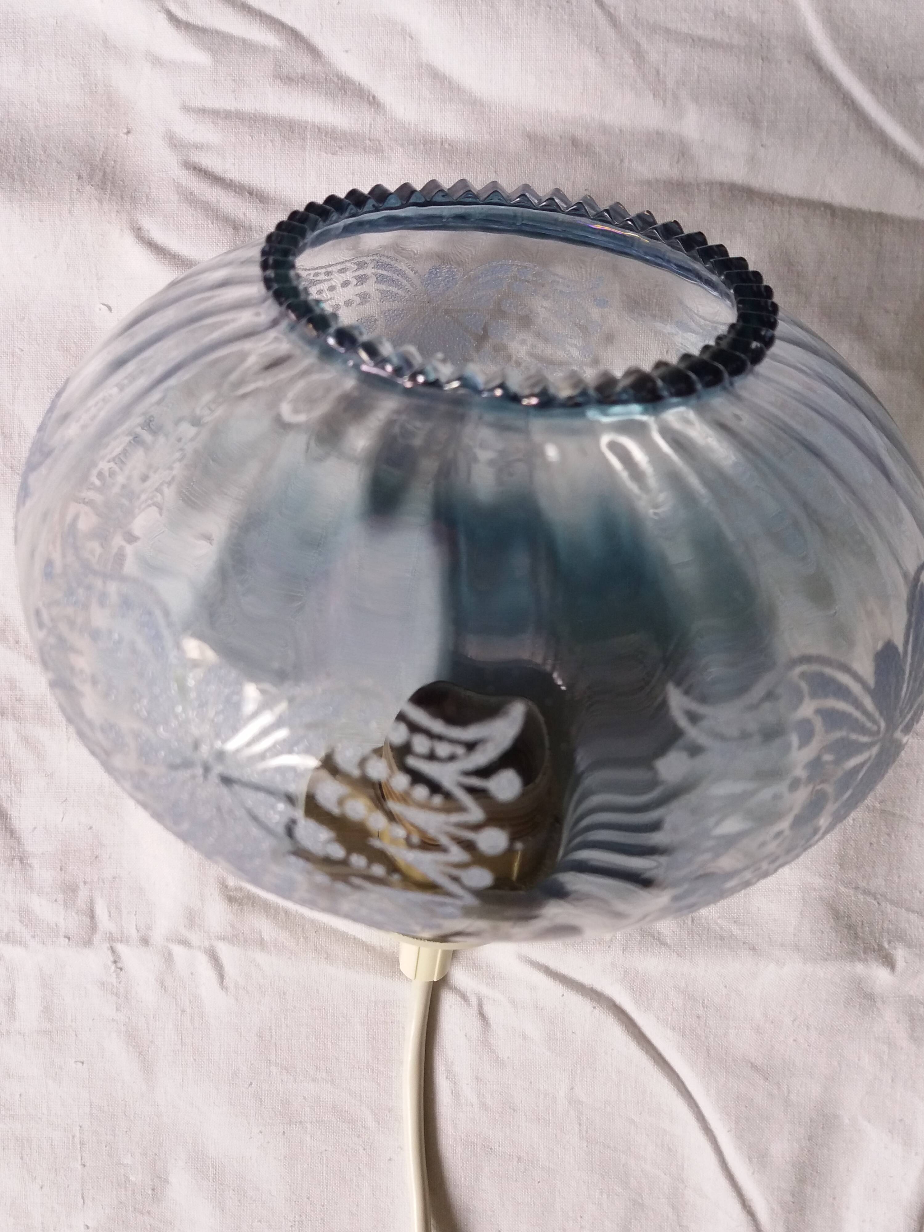 Blue glass tulip pendant light