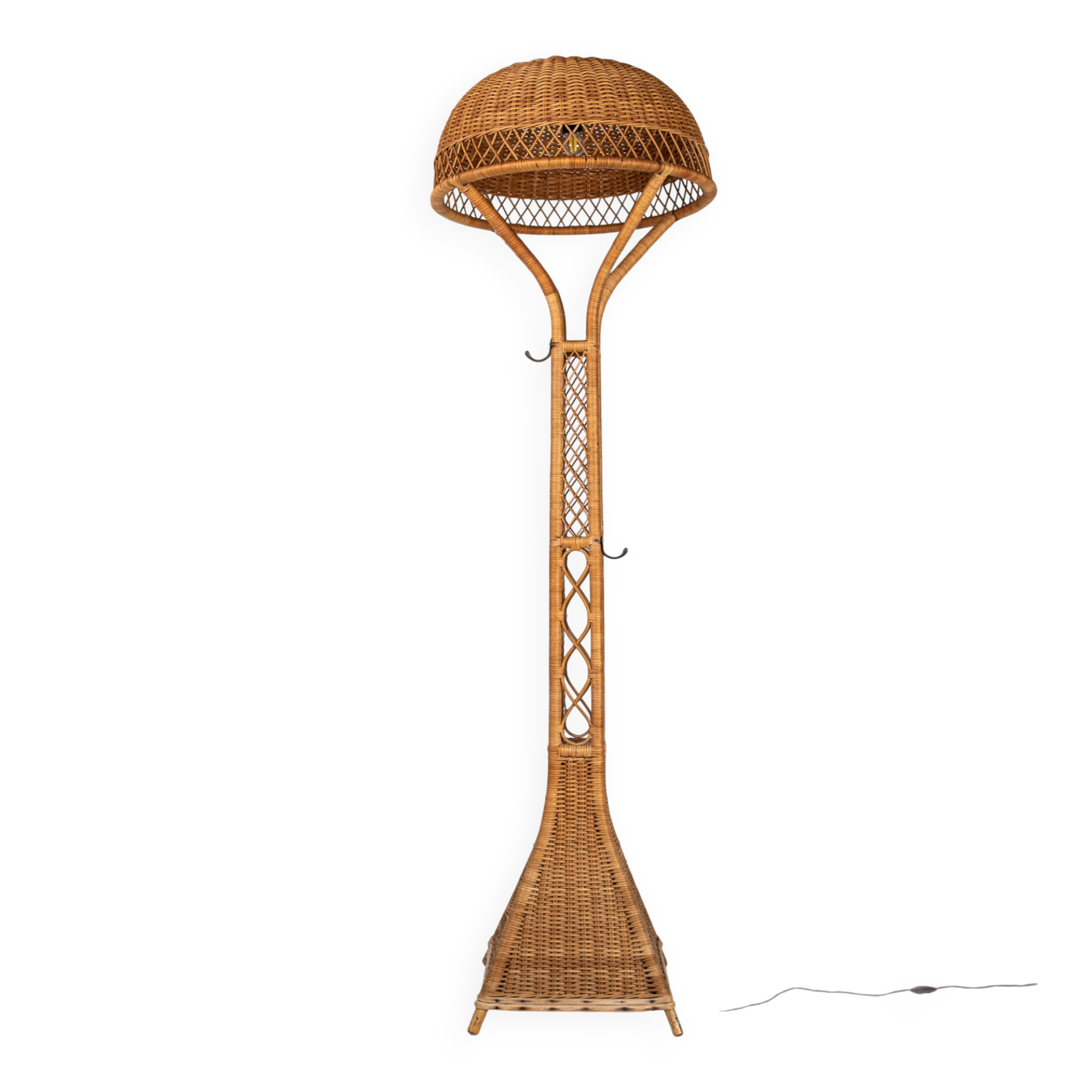 Large Italian wicker floor lamp, 1960s