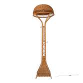 Grand lampadaire italien en osier, 1960s