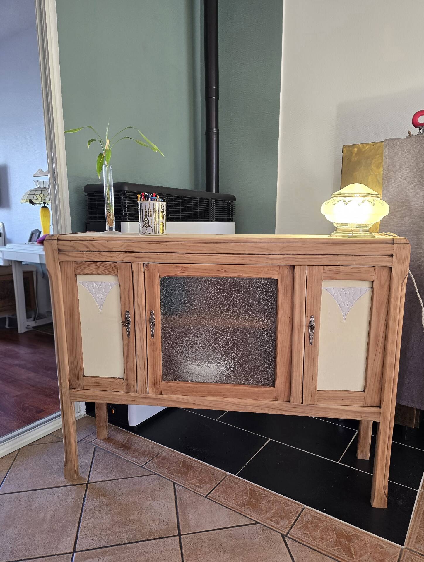 Buffet bois brut restauré pour meuble rangement d'entrée ou TV 