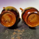 Pair of old Sarreguemines vase Hawaii model vintage multicolor ceramic