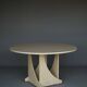 Architectural hand built Dining Table in white washed pine, 1970s