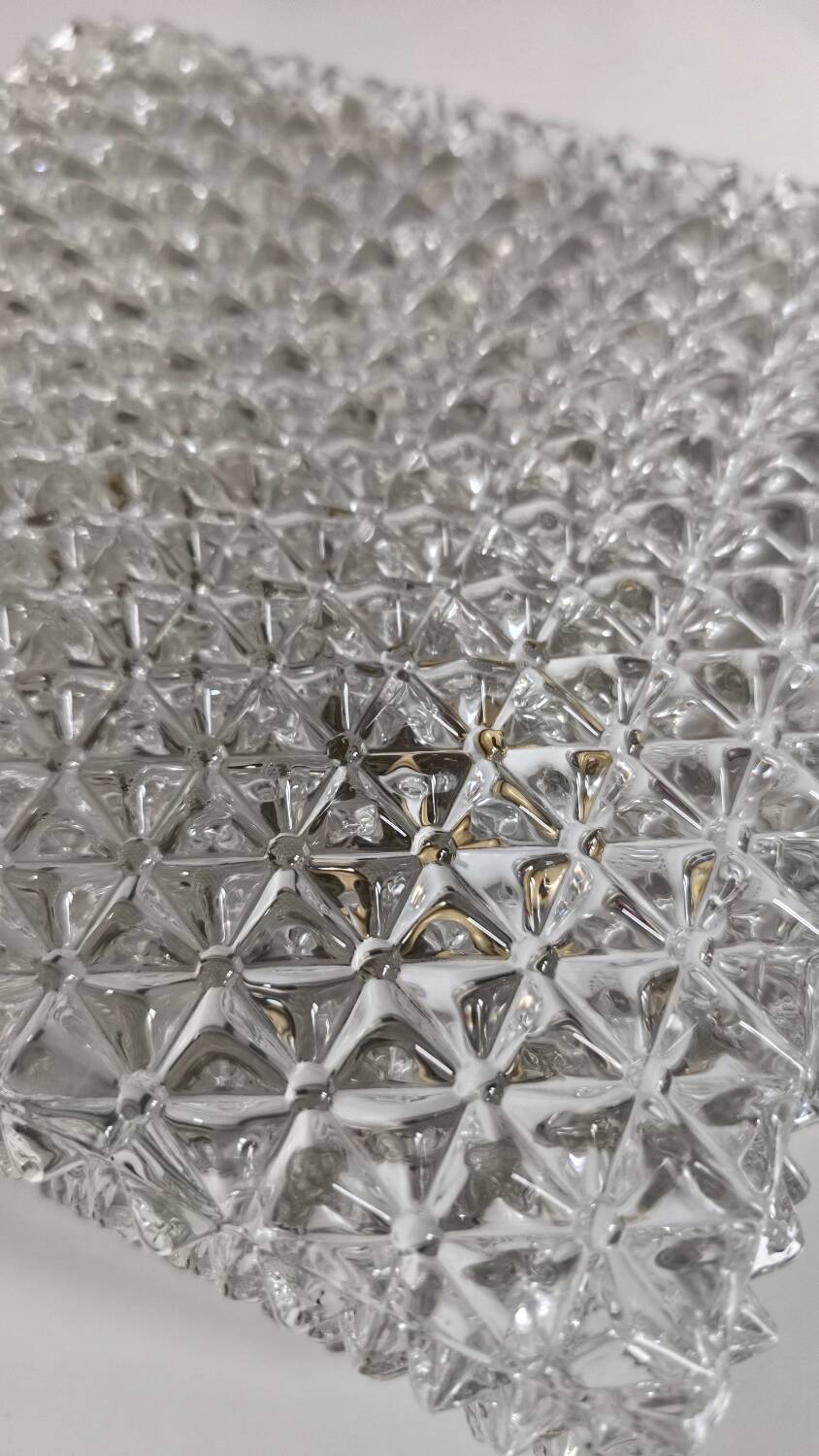 Plafonnier en verre ciselé des années 60