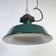 Industrial French Dark Green Enamel Factory Pendant Lamp, 1960s