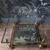 Designer coffee table in plexiglass and brass from the 70s DLG Maison Charles