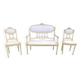 Bench and 2 Louis XVI style chairs