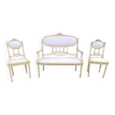 Bench and 2 Louis XVI style chairs