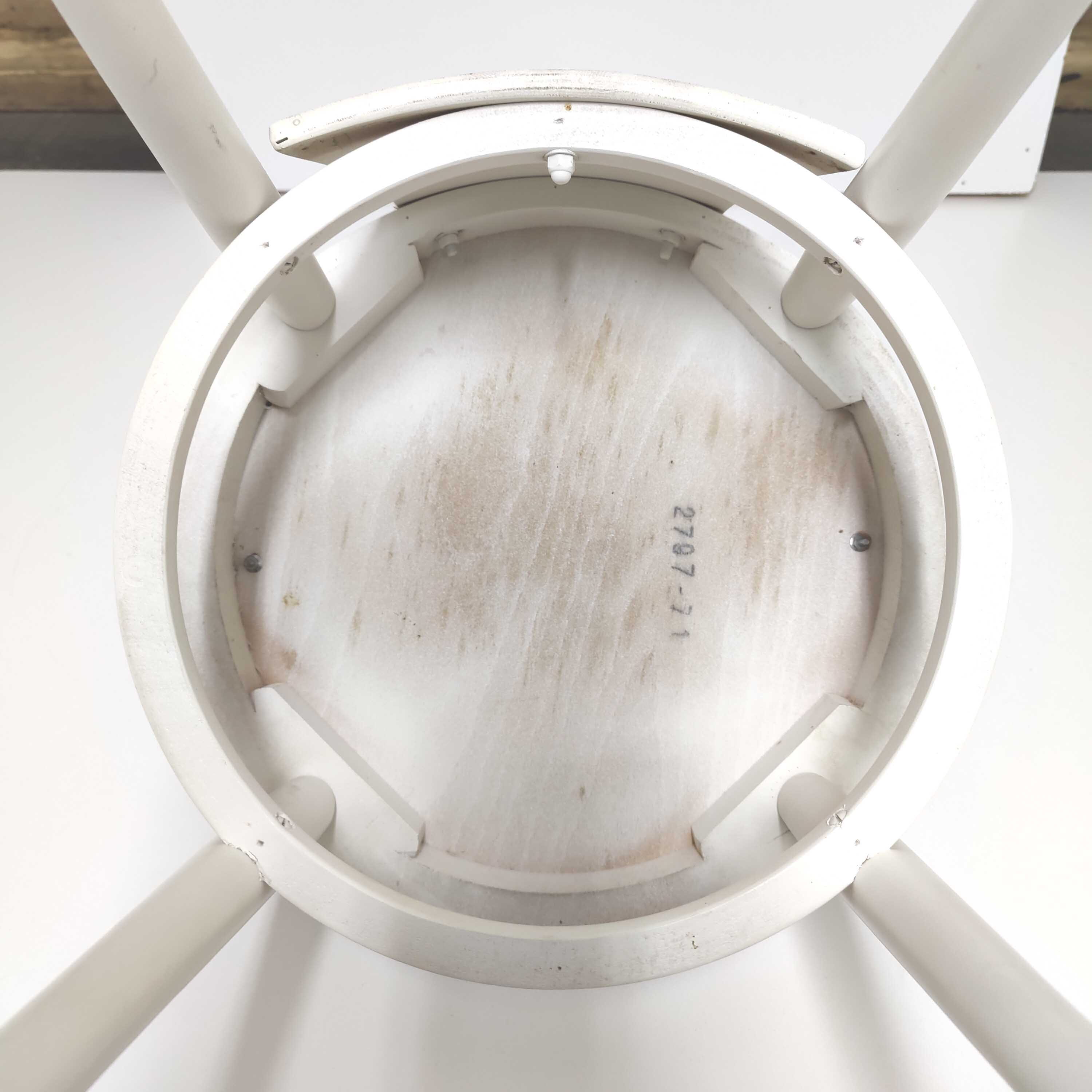 Baumann bistrot mouette chair in white wood and yellow velvet