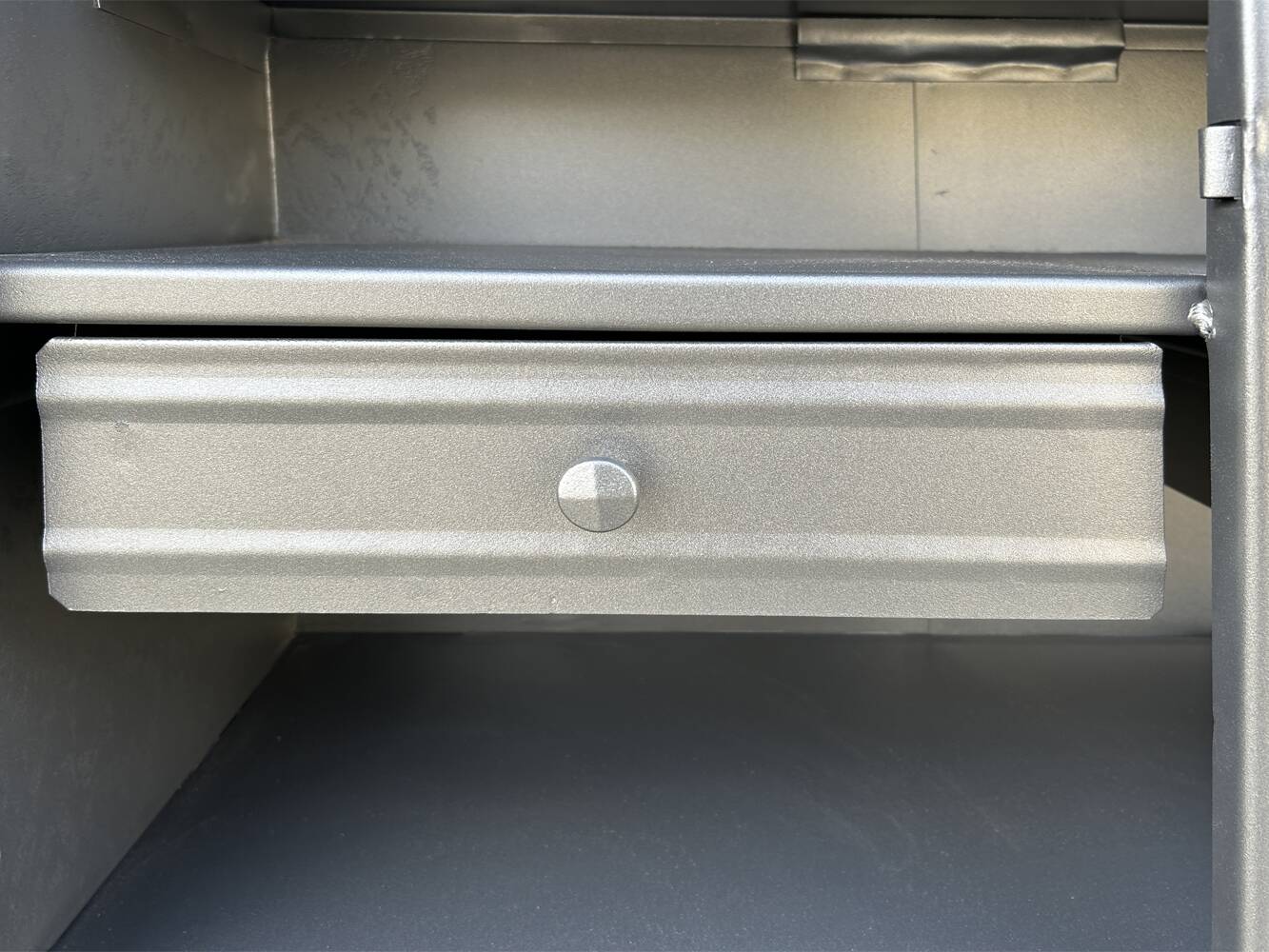 Metal kitchen cabinet, ball handles, 1950s