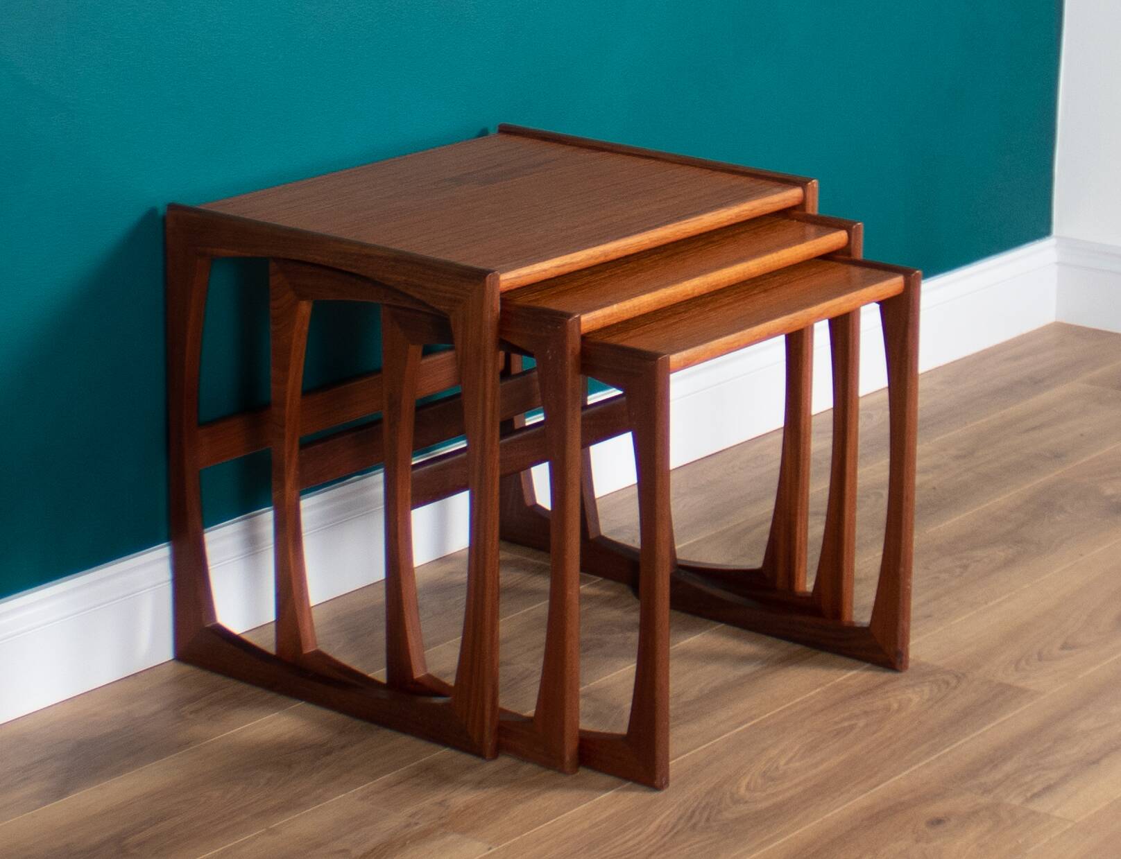 Retro teak 1960s g plan quadrille nest of coffee tables