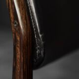 Modern vintage Scandinavian chairs in rosewood and black leather from the mid-century by Bramin, set of 3.