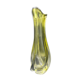 Vase René Delvenne Val saint lambert 1950  jaune soufflé torsadé