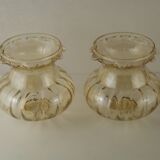 Matching Pair Mid Century Amber Glass Bubble Glass Replacement Shades 5593