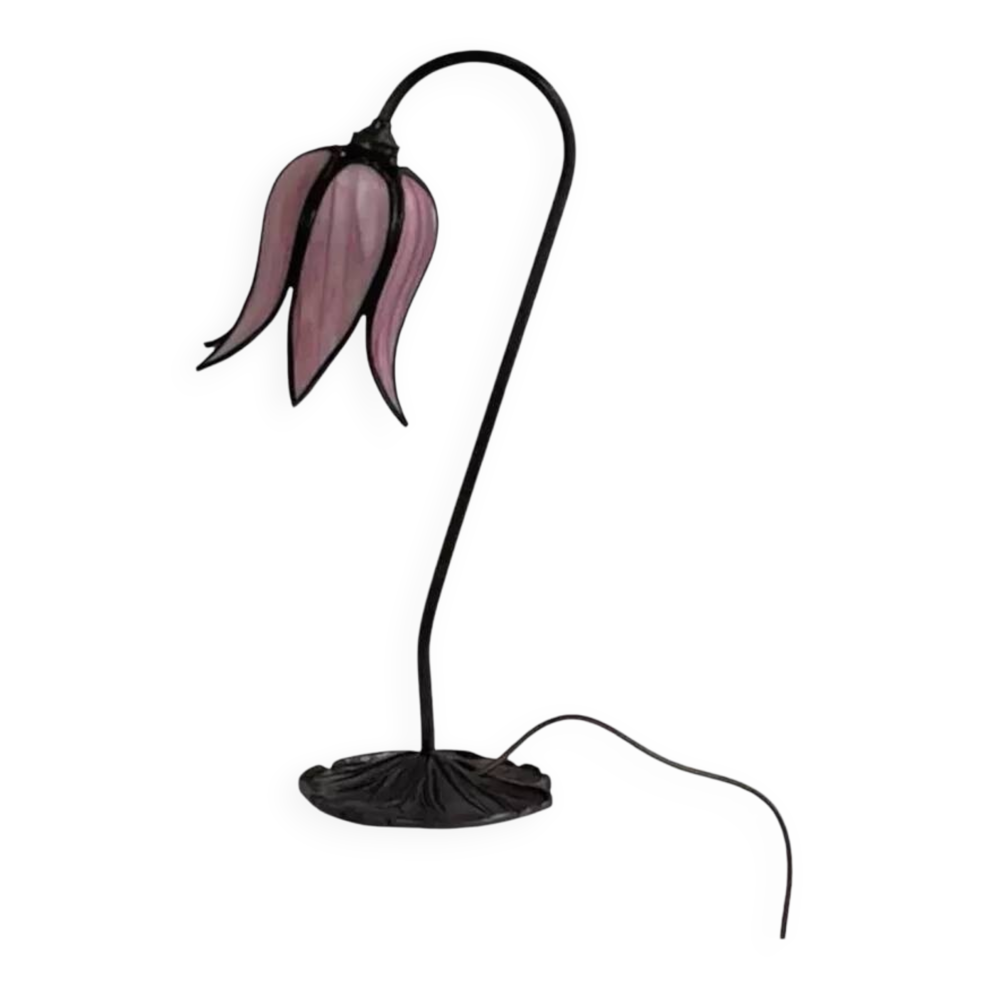 Flower lamp in bronze metal and glass paste