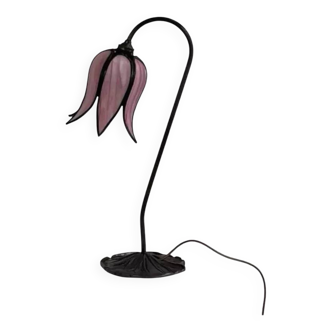 Flower lamp in bronze metal and glass paste