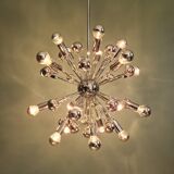 Lustre Sputnik en métal chromé, 20 points lumineux, années 70