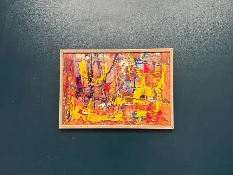 Original Swedish Oil on Panel - 'Komposition' by Daniel Raphaël - Signed - Vintage and Framed - 53 x 38 cm (20.9" x 15")