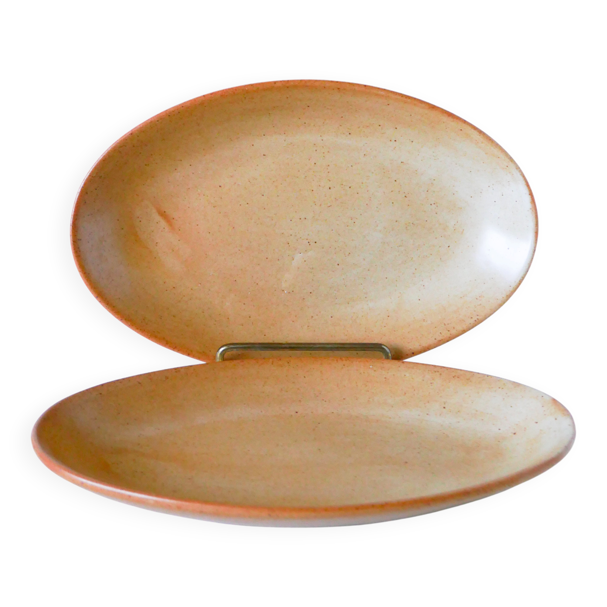 Pair of small oval dishes in stoneware, 1970