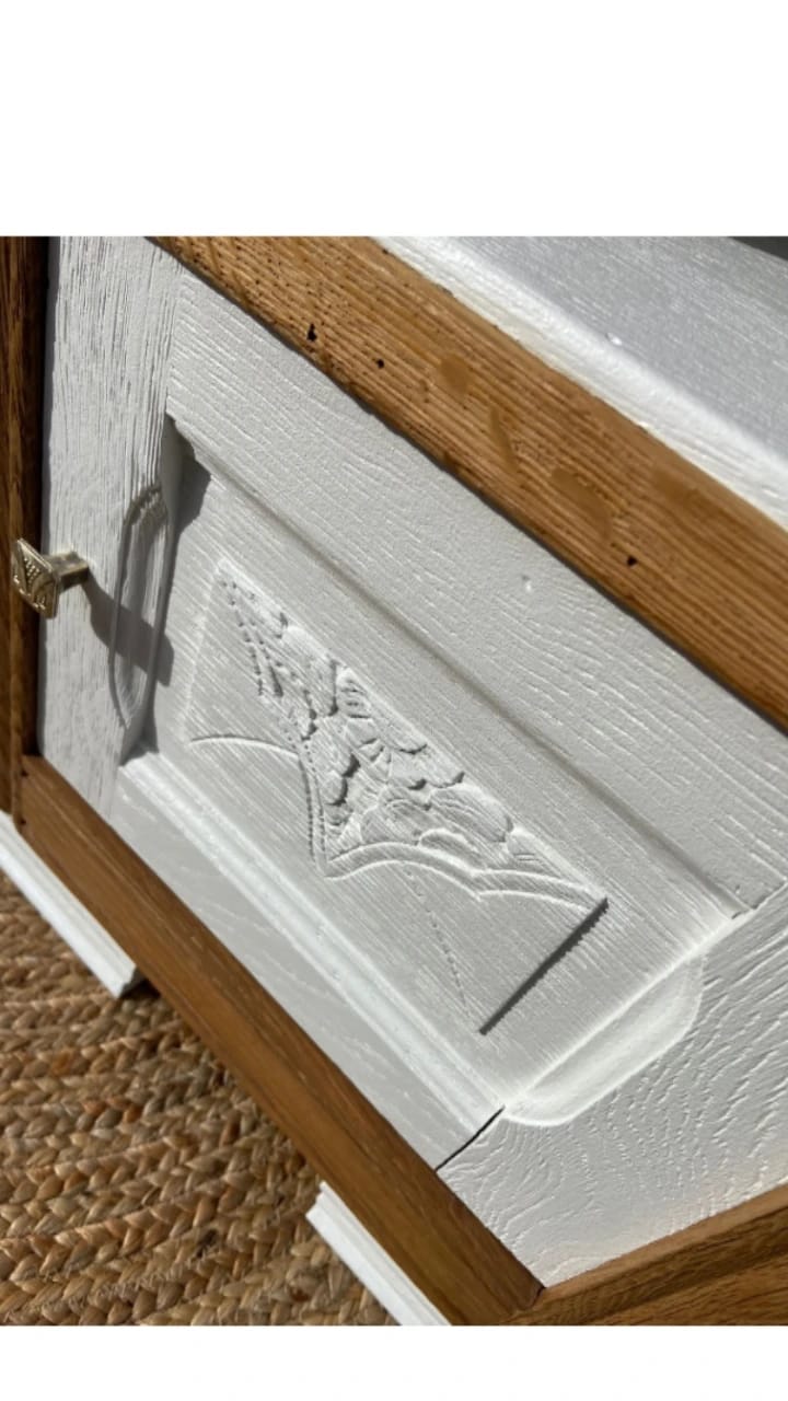 Bedside in Art Deco oak, marble