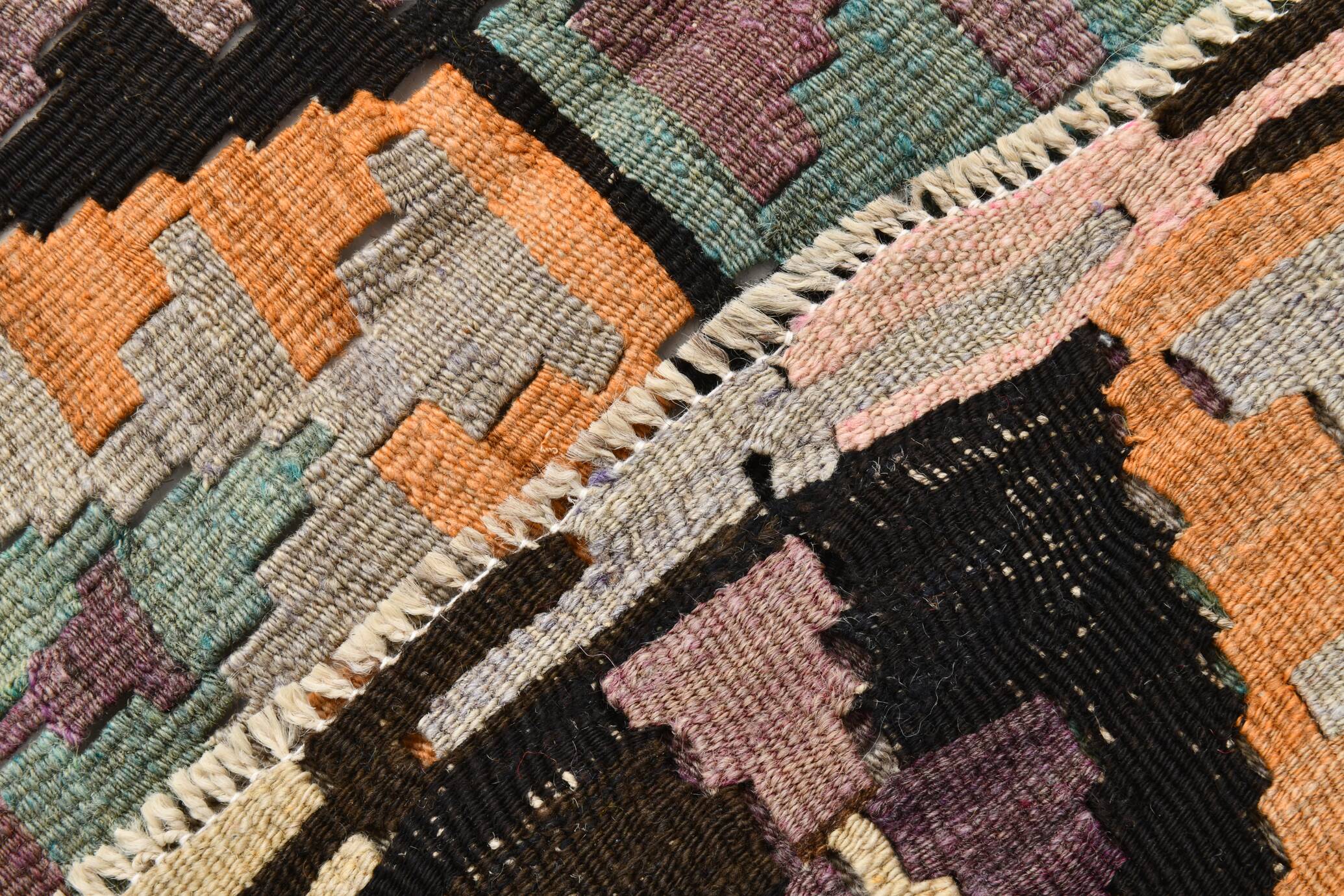 5x7 Green & Purple Geometic Persian Kilim Rug, 162x218Cm