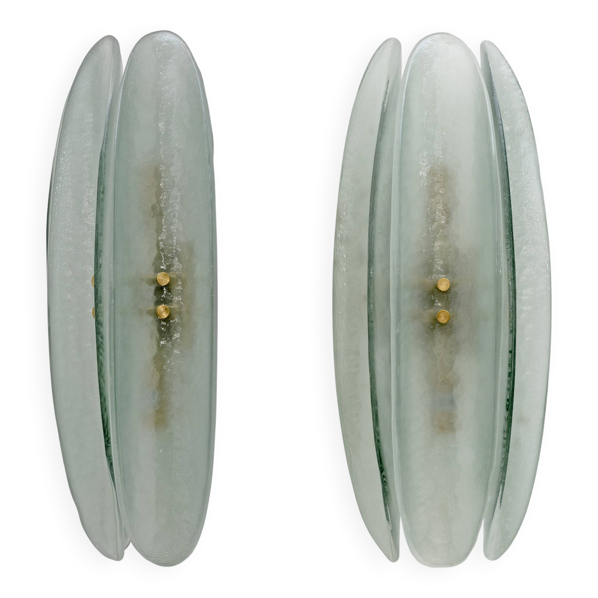 Pair of Mid-century Modern Aqua Green Murano Glass Sconc
