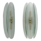 Pair of Mid-century Modern Aqua Green Murano Glass Sconc