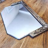 Antique Art Deco Mirror in carved wood with silver leaf - "Aimé"