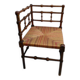 Wood and straw corner chair