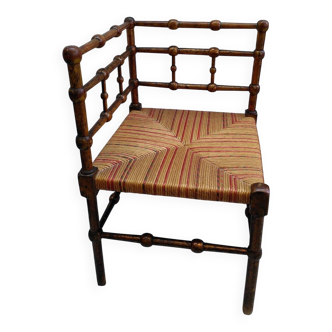 Chaise d'angle bois et paille