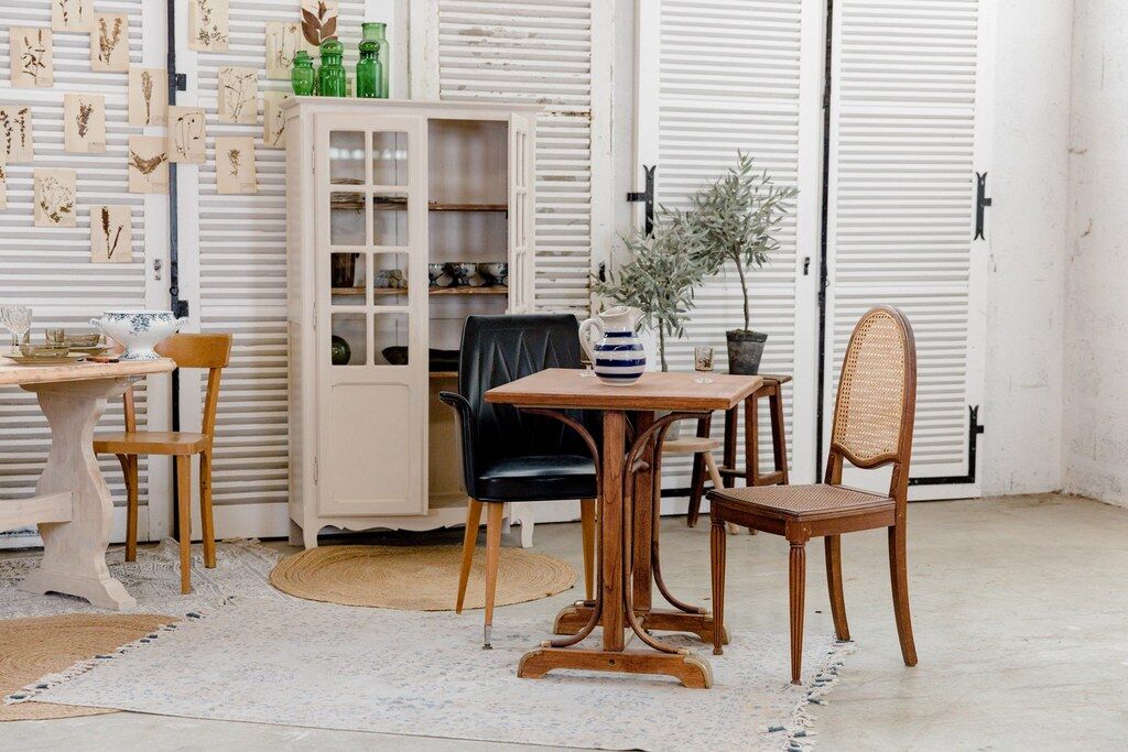 Curved wood bistro table