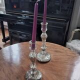 Eglomisé glass candle holders