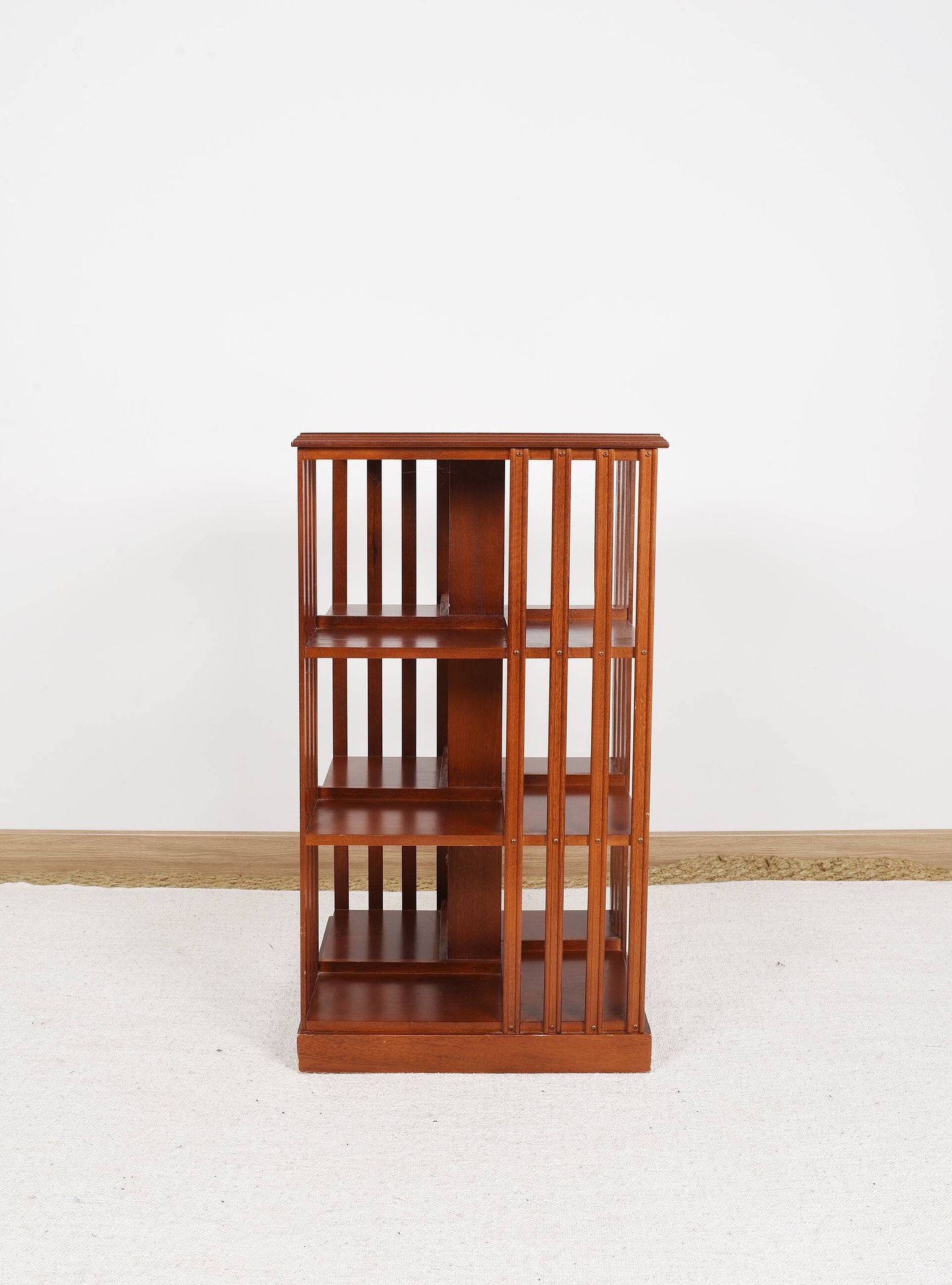 Revolving bookcase, rotating furniture (book mill), mahogany, three floors.