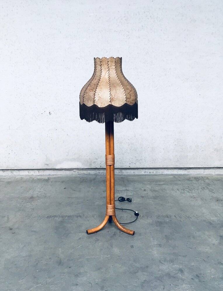 Vintage bamboo floor lamp, Italy, 1970s