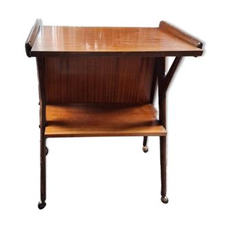 Table d'appoint sur roulettes, porte platine et vinyles