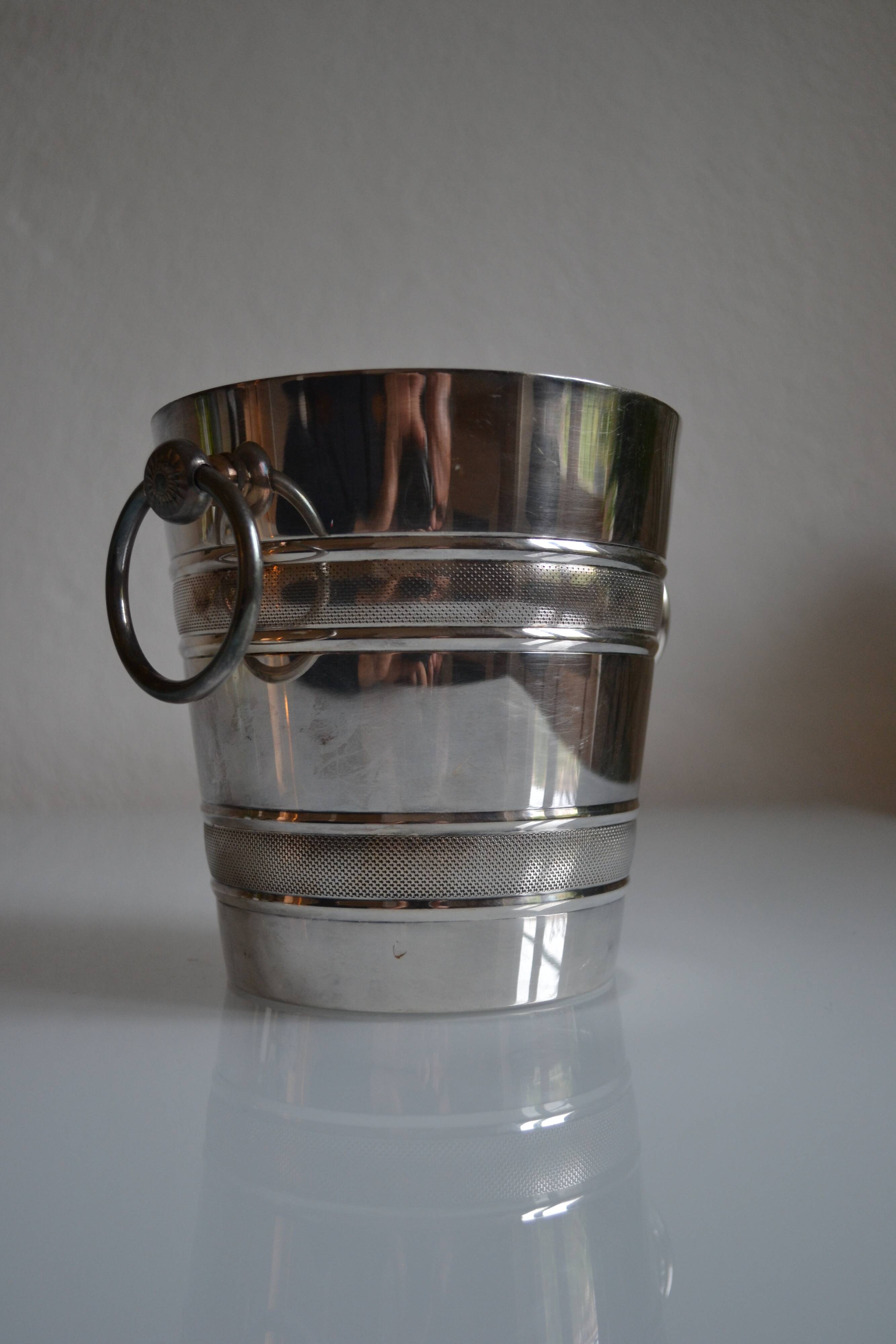 Vintage silver metal ice bucket