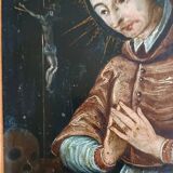 Antique painting on copper - Saint Charles Borromeo - Italian School, 17th century