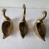 Trio of zoomorphic brass swan empty pockets