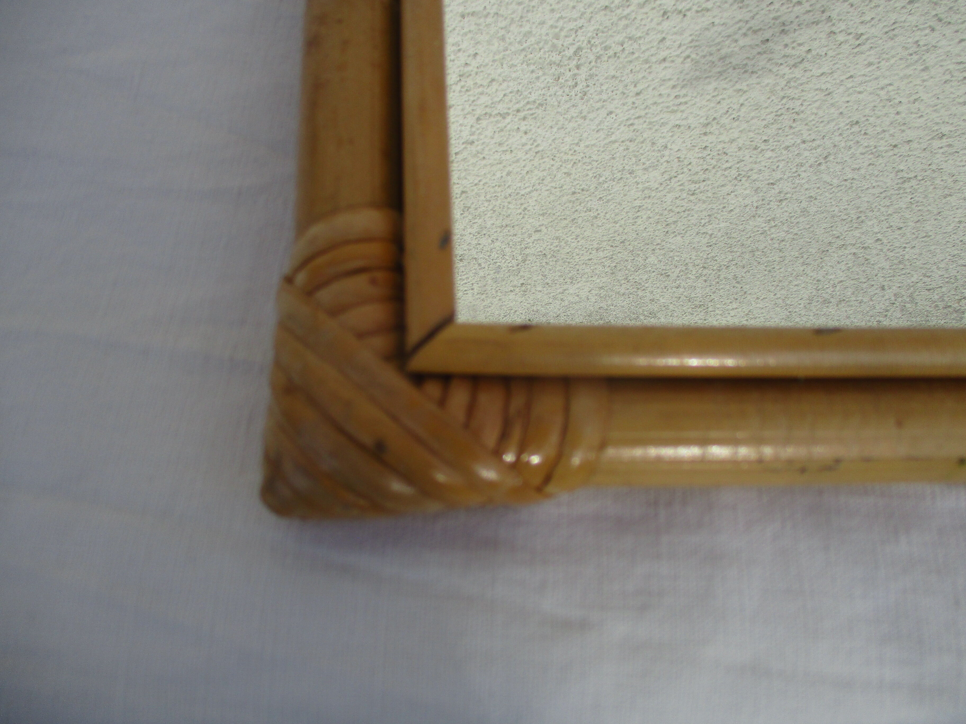 Mirror in bamboo and vintage rattan deco, 61x37 cm