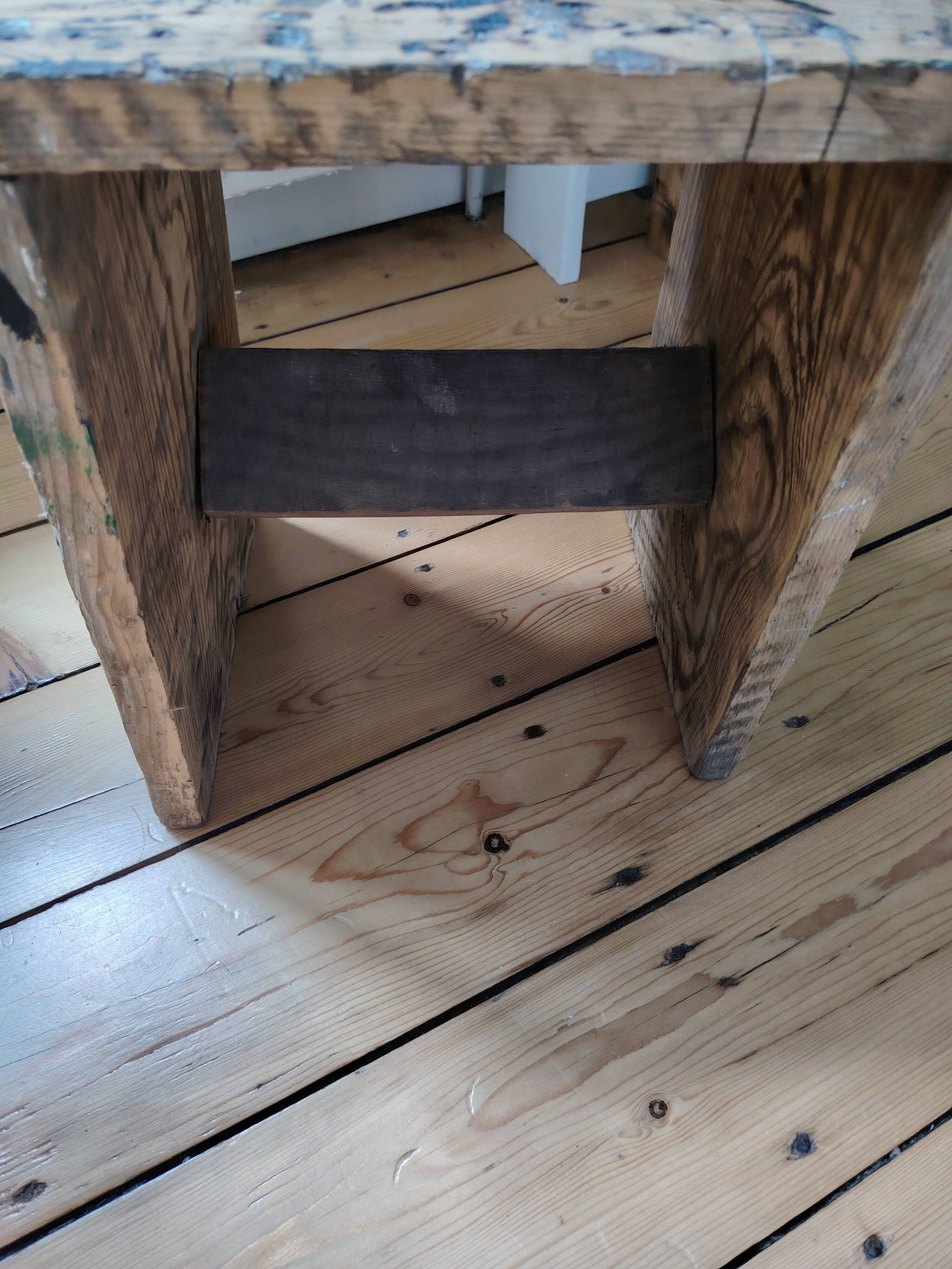 Authentic antique milking stool in solid wood – Rustic charm & ro