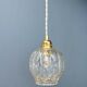 Suspension globe vintage en verre moulé transparent