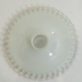 Vintage lampshade in white opaline glass with a transparent serrated edge – Globe