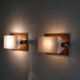 Pair of Scandinavian wall lamps in teak and acrylic 1970
