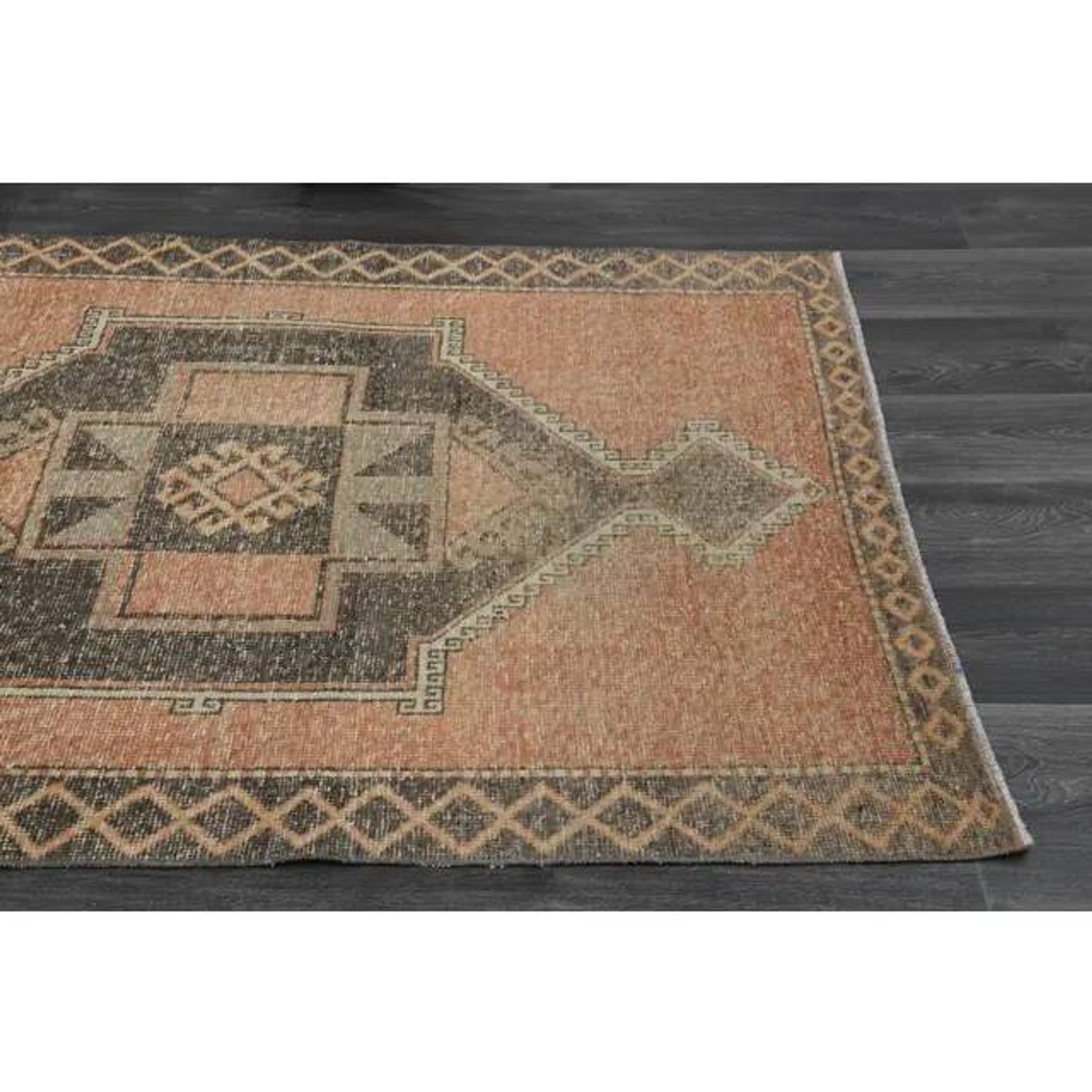 1970s Vintage Turkish Oushak Handmade Wool Cotton Orange Runner Rug 122x384