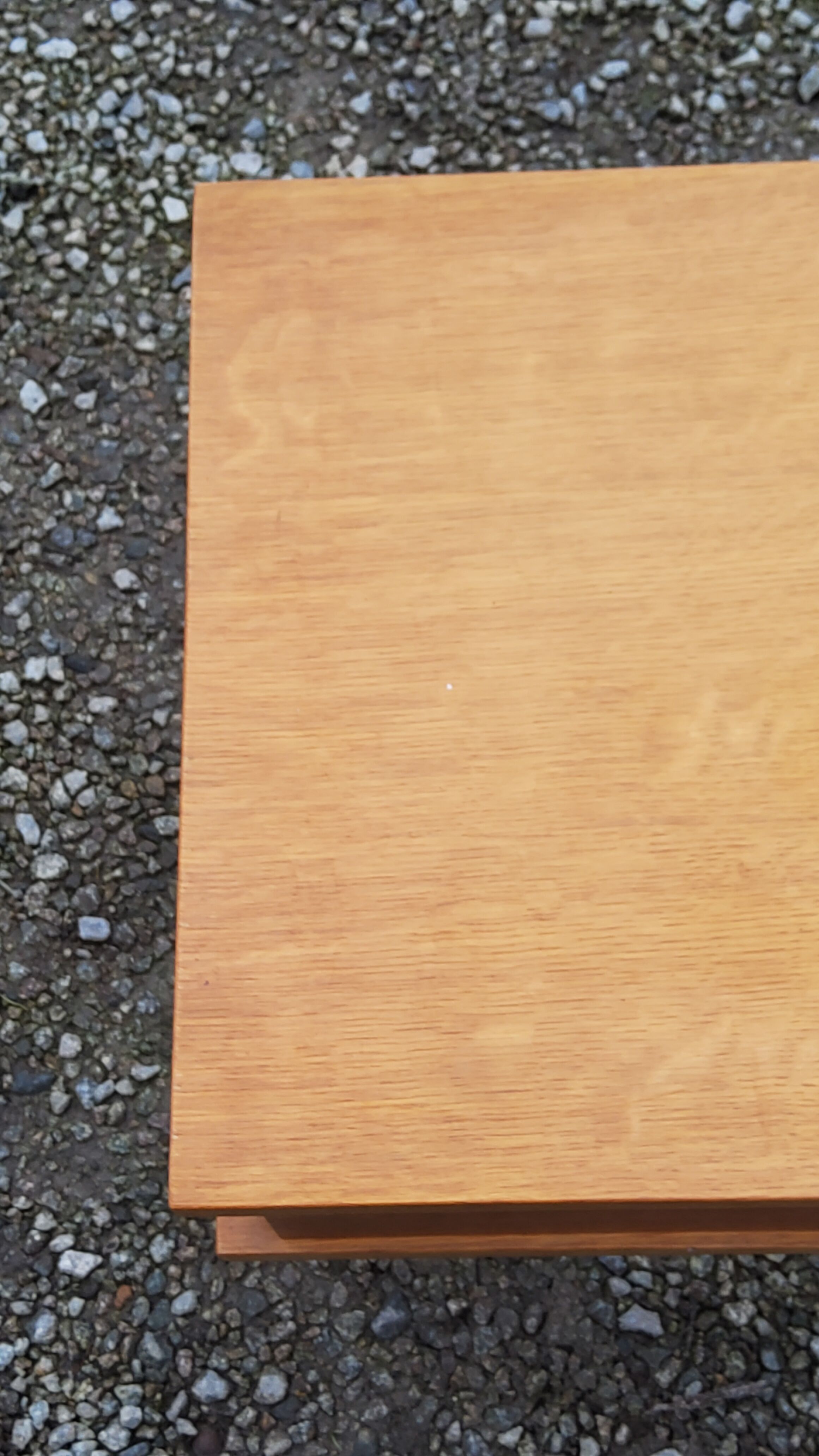 Vintage bedside table in golden blond oak conical feet from the 60s