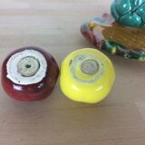 Salière poivrière moutardier Vallauris, barbotine, céramique