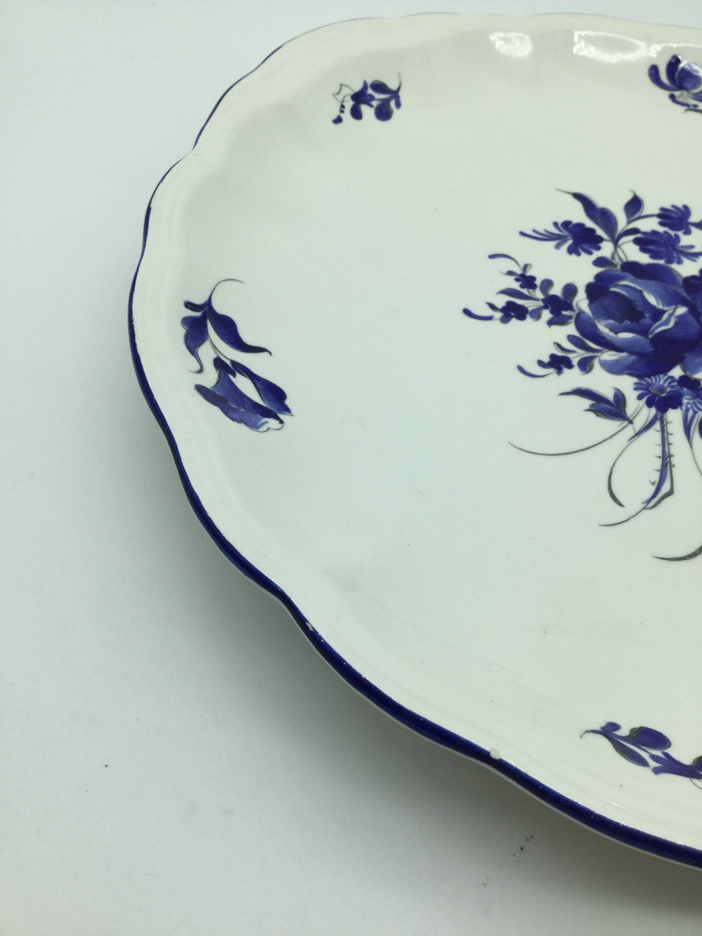 Large blue fire plate 28 cm, Lunéville tradition