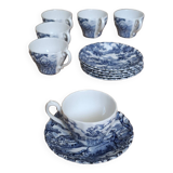 6 coffee cups + saucers "the hunter by myott" mande in england